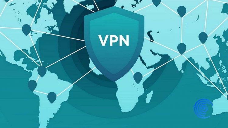 Dibujo de un escudo VPN sobre el mapa de Europa