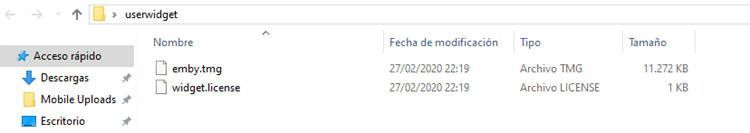 Cómo Instalar Emby en una Smart Tv Samsung 2 Archivos de la carpeta Userwidget que se utilizan para instalar Emby