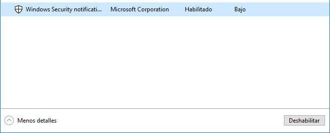 Selecciona el programa y haz clic en el botón de Deshabilitar en Windows  10