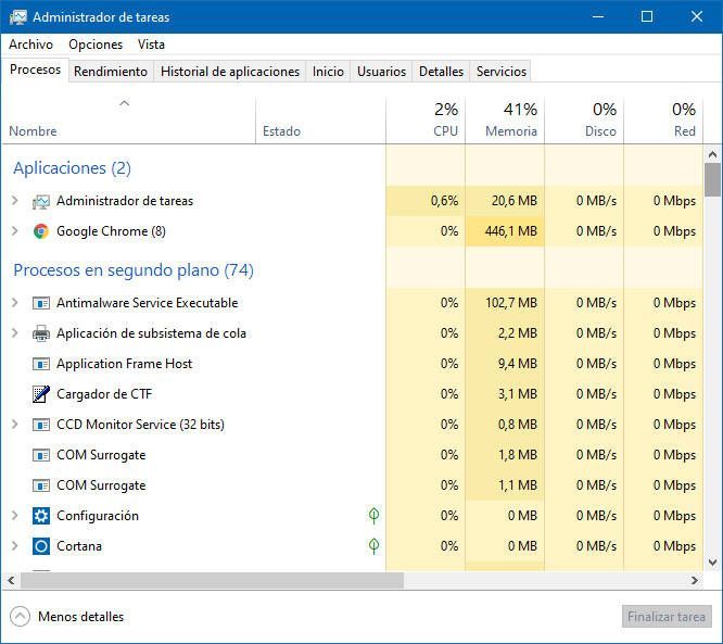 Abrir el administrador de tareas para quitar programas de inicio en Windows 10