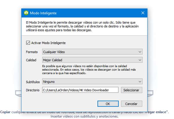 modo inteligente de 4k downloader