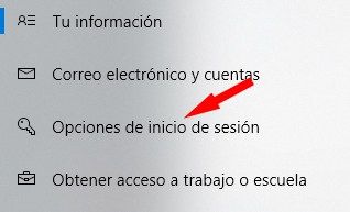Opciones de inicio de sesión en Windows 10
