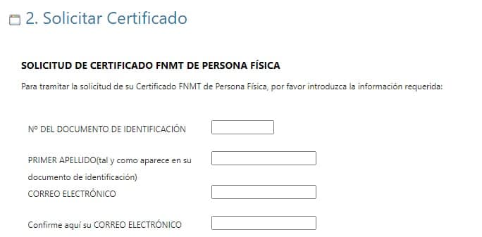 solicitud de certificado FNMT de persona física
