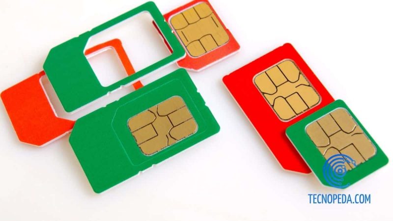 Tarjetas SIM de color rojo y verde