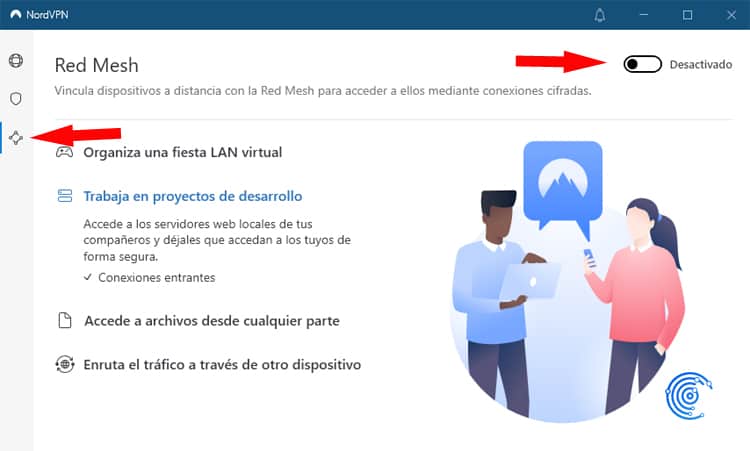 Conectar a NordVPN meshnet en Windows 10