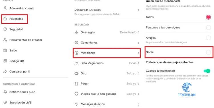 evitar que te mencionen en TikTok