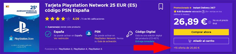 Oferta tarjeta de prepago en Eneba