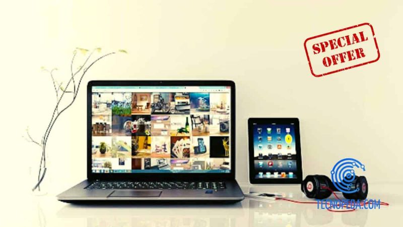 Portátil, tablet y auriculares bluetooth en oferta