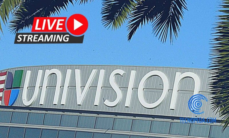 Letras en el Edificio de Univision con palmeras