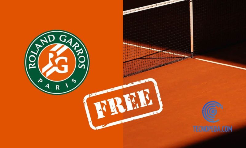 Logotipo de Rolan Garros junto a una red de tenis