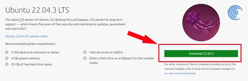 Descargar Ubuntu LTS para tener Windows y Linux en el mismo ordenador