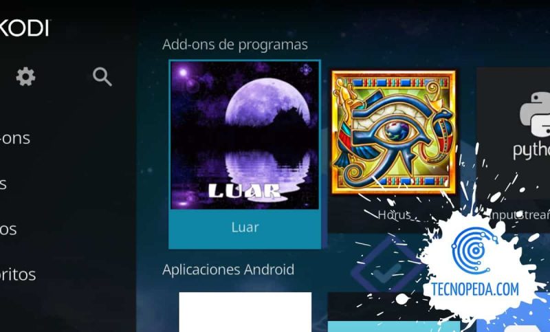 Addon Luar instalado en Kodi
