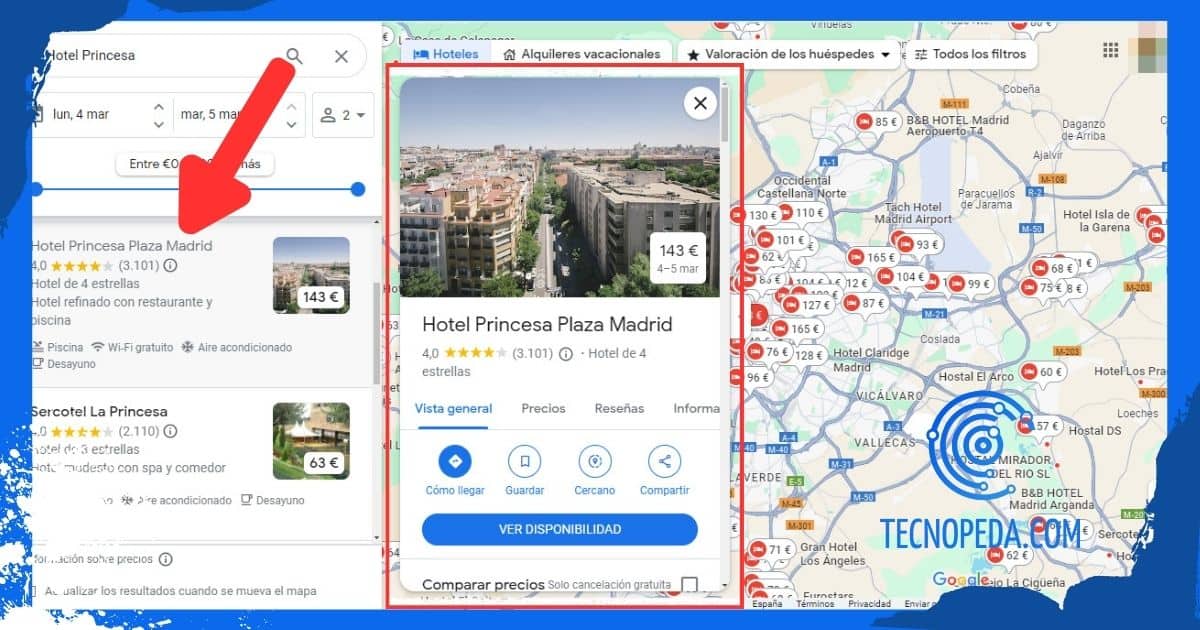 Ficha de un negocio en Google Maps para poner una reseña en Google