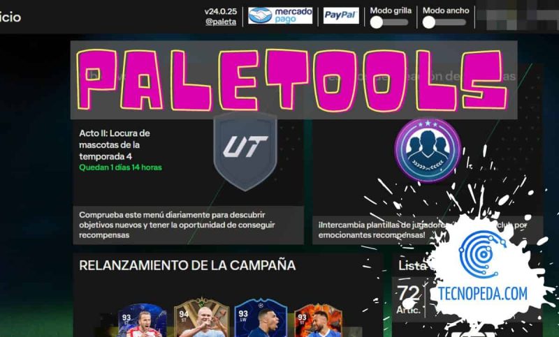 Paletools instalada en la Webapp de Ultimate Team