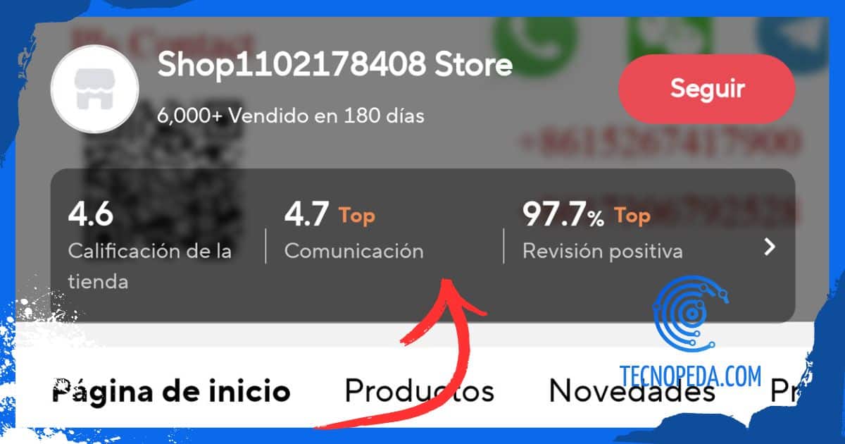Valoraciones de un vendedor de AliExpress
