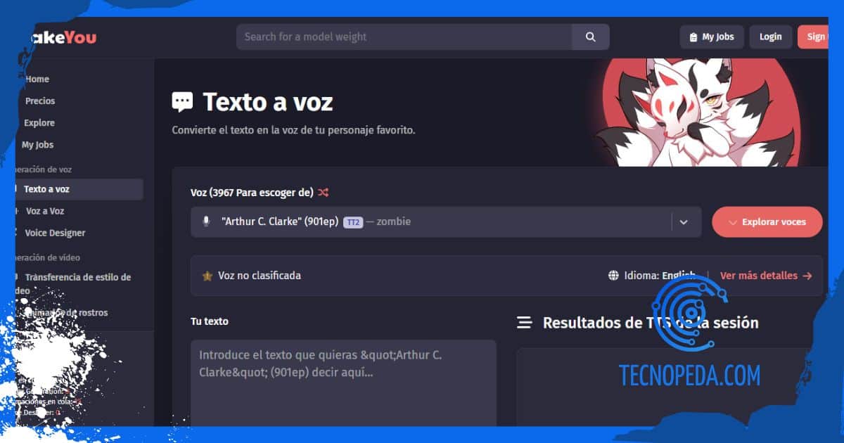de texto a voz en Fakeyou