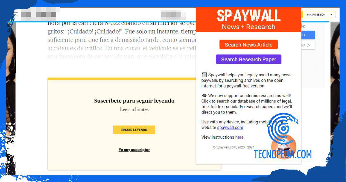 Spaywall para leer artículos de pago gratis