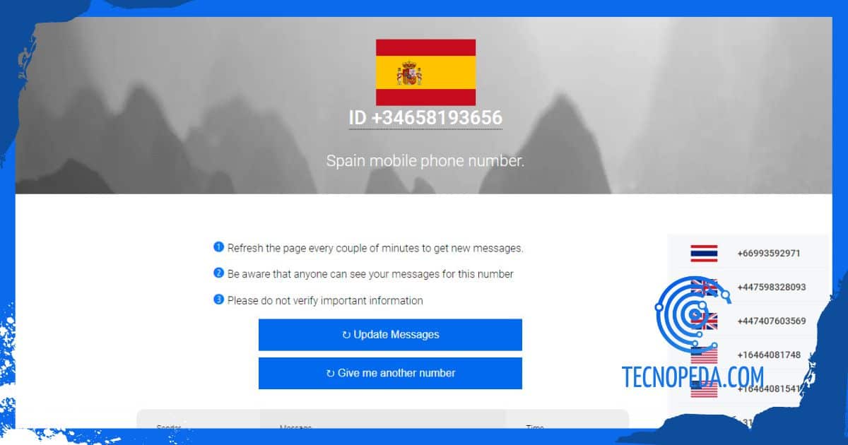 Número temporal de España para recibir mensajes SMS