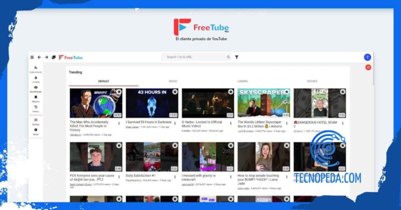 A screenshot of Freetube's interface, highlighting its clean and ad-free design