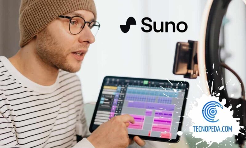 Joven componiendo música con inteligencia artificial