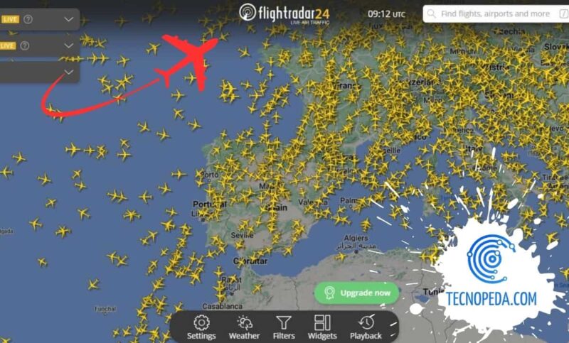 Rutas aéreas sobre españa