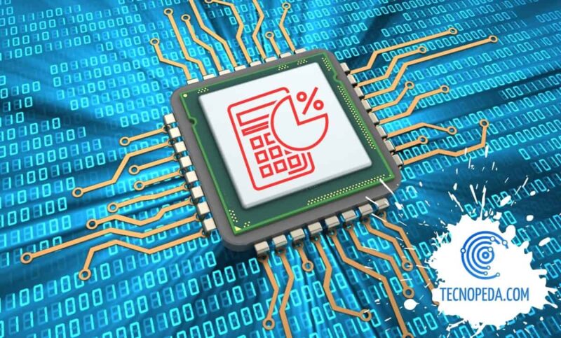 CPU de PC con el dibujo de una calculadora