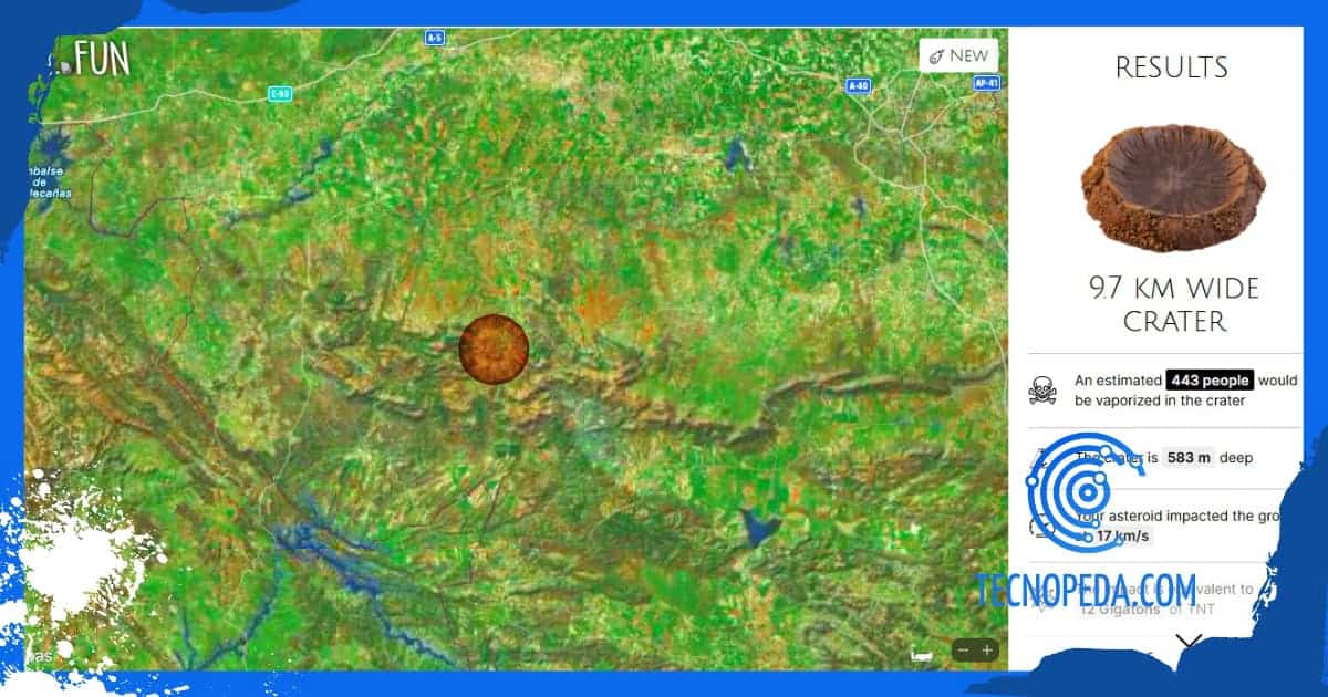 asteroid launcher muestra el crater de un asteroide caido