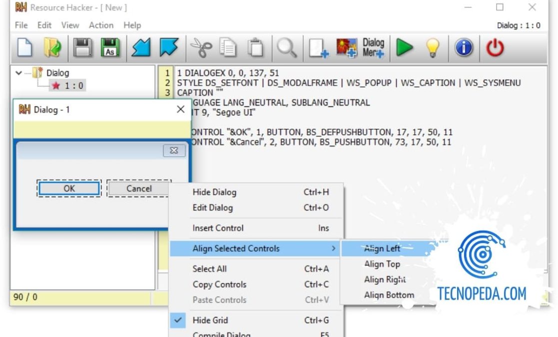 Alinear controles con Resource Hacker en Windows