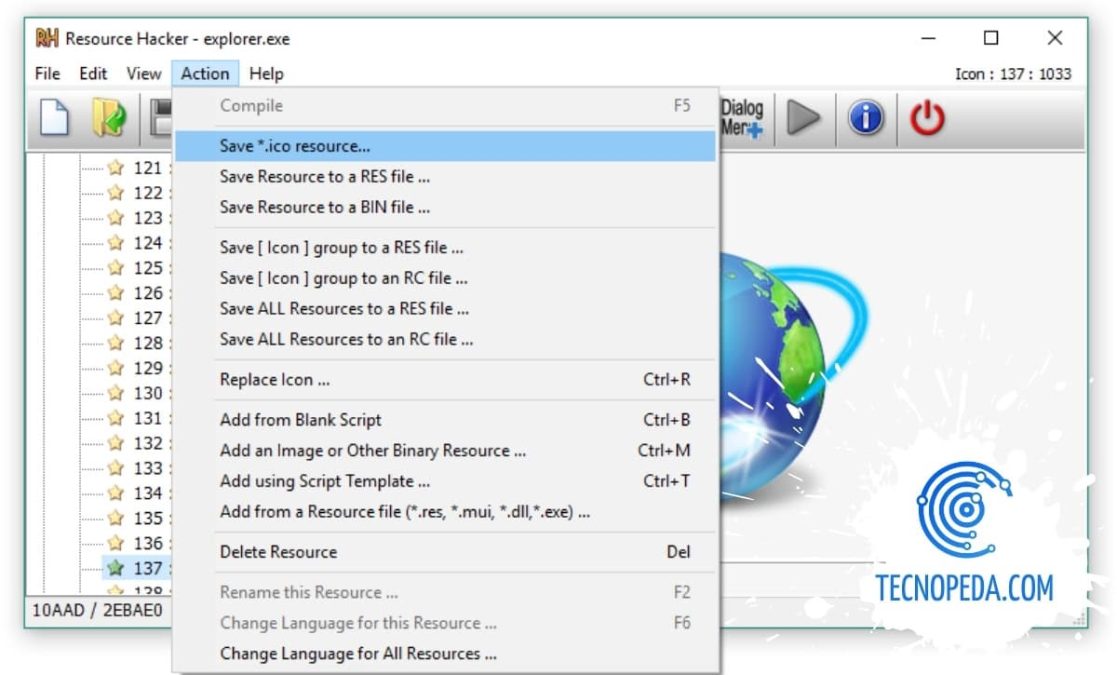 Guardar iconos con Resource Hacker en Windows