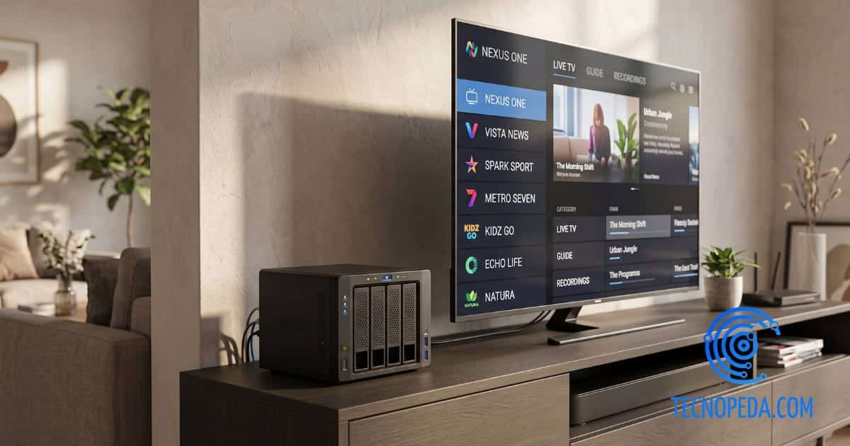 Servidor NAS conectado a una televisión