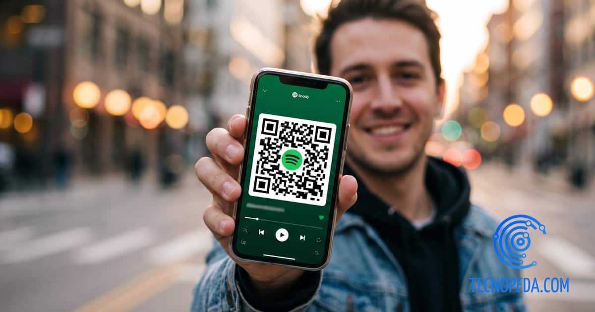 Persona mostrando el QR del plan familiar spotify